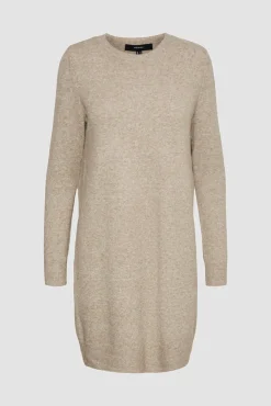 Vero Moda Vestidos-Vestido de malha com malha gola redonda Castanho