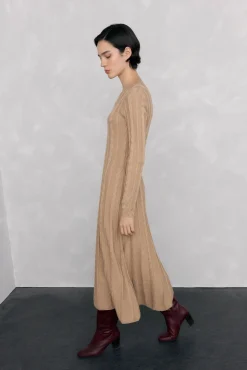 Pedro del Hierro Vestidos-Vestido de malha com oitos Beige