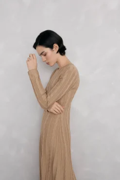 Pedro del Hierro Vestidos-Vestido de malha com oitos Beige