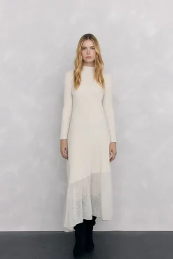 Pedro del Hierro Vestidos-Vestido de malha com pontos caídos Branco