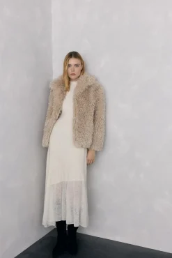 Pedro del Hierro Vestidos-Vestido de malha com pontos caídos Branco