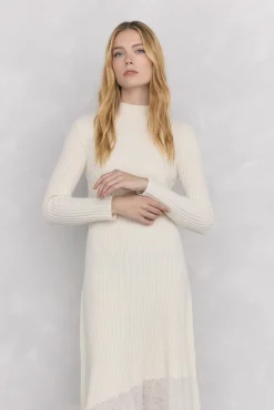 Pedro del Hierro Vestidos-Vestido de malha com pontos caídos Branco