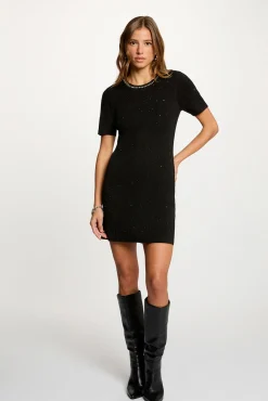 Morgan Vestidos-Vestido de malha com strass Preto