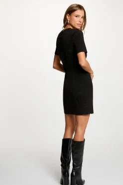 Morgan Vestidos-Vestido de malha com strass Preto