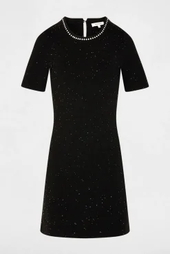 Morgan Vestidos-Vestido de malha com strass Preto