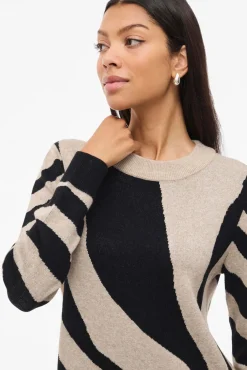 Vila Vestidos-Vestido de malha com viscose Tostado