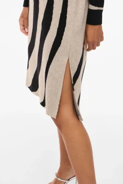 Vila Vestidos-Vestido de malha com viscose Tostado