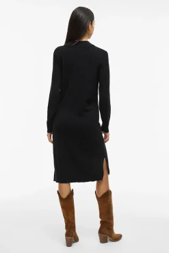 Vila Vestidos-Vestido de malha com viscose Preto