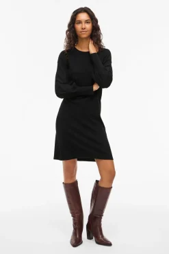 Vila Vestidos-Vestido de malha com viscose Preto