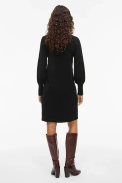 Vila Vestidos-Vestido de malha com viscose Preto