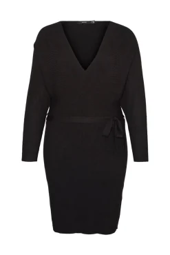 Vero Moda Curve Vestidos-Vestido de malha cruzado de tamanho grande Preto