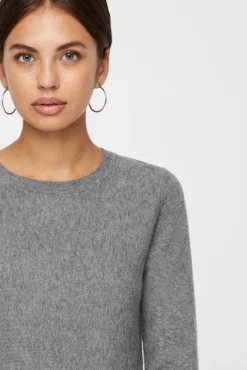 Vero Moda Vestidos-Vestido de malha de gola redonda Cinzento