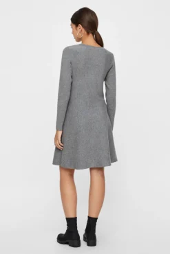 Vero Moda Vestidos-Vestido de malha de gola redonda Cinzento