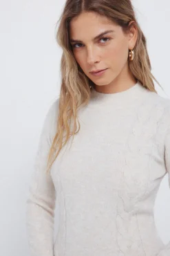 Springfield Vestidos-Vestido de malha trançada vison