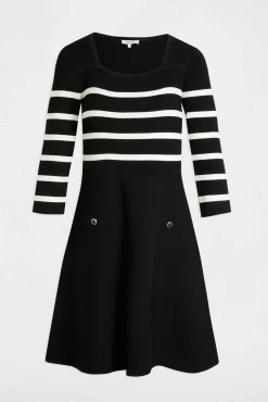 Morgan Vestidos-Vestido de malha trapézio riscas Preto