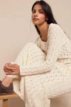 Slowlove Vestidos-Vestido de malha vazada multicolor Ecru