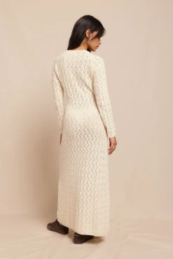 Slowlove Vestidos-Vestido de malha vazada multicolor Ecru