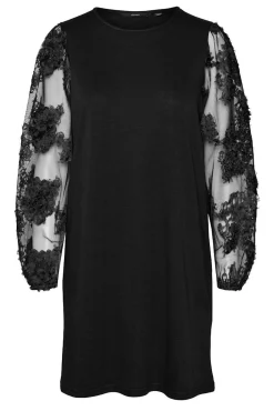 Vero Moda Curve Vestidos-Vestido de manga comprida plus size Preto