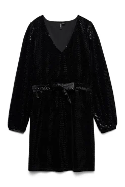 Vero Moda Vestidos-Vestido de manga comprida com detalhes brilhantes Preto