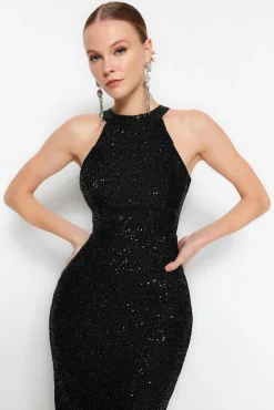 Trendyol Vestidos-Vestido de noite preto