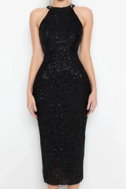 Trendyol Vestidos-Vestido de noite preto