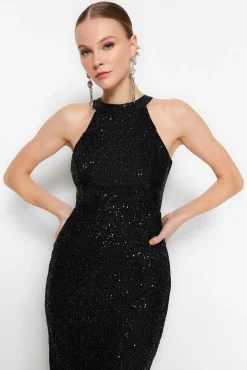 Trendyol Vestidos-Vestido de noite preto