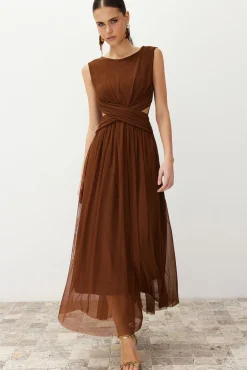 Trendyol Vestidos-Vestido de noite cru