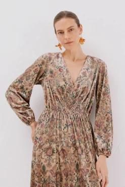 Cortefiel Vestidos-Vestido de veludo estampado Multicolorido