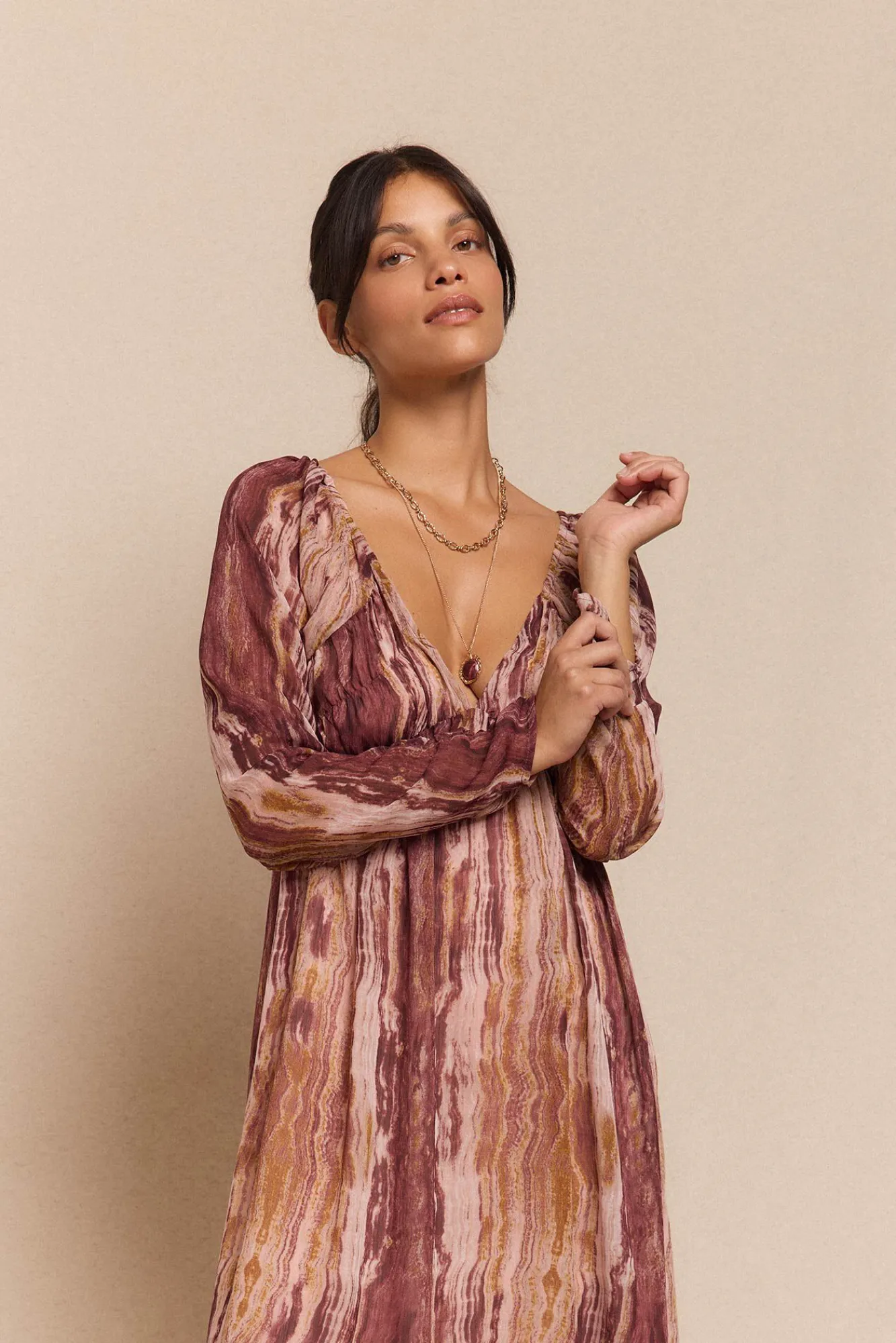 Slowlove Vestidos-Vestido estampado com franzidos Multicolorido