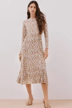 Cortefiel Vestidos-Vestido estampado com franzidos Multicolorido