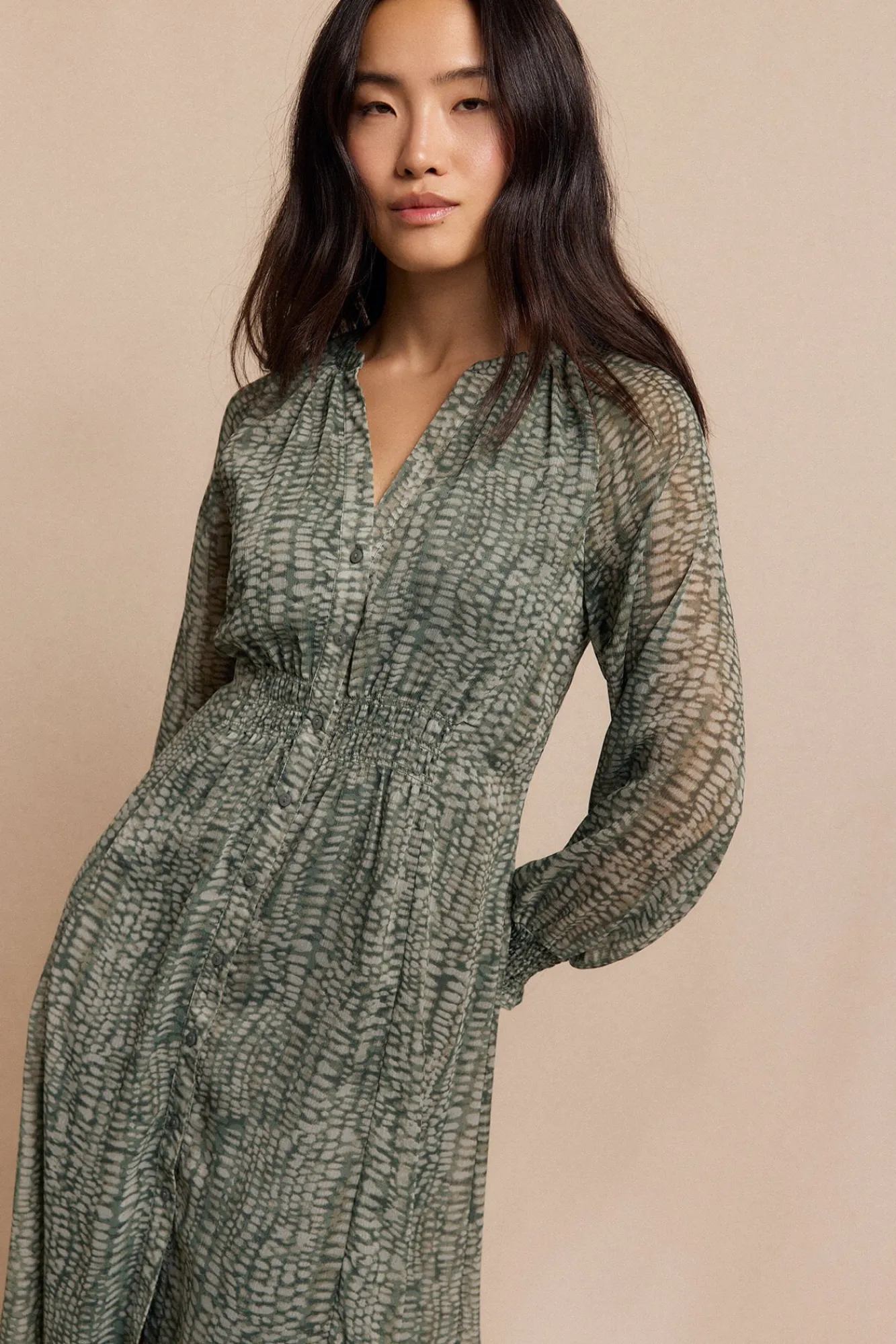 Slowlove Vestidos-Vestido estampado fluído Verde