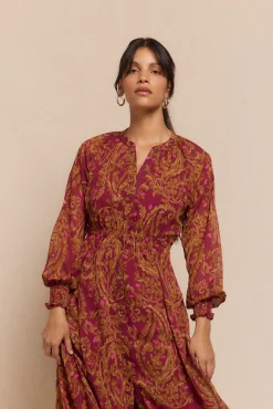 Slowlove Vestidos-Vestido estampado fluído Vermelho