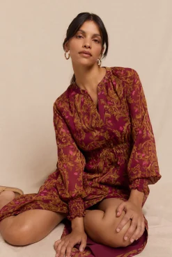 Slowlove Vestidos-Vestido estampado fluído Vermelho