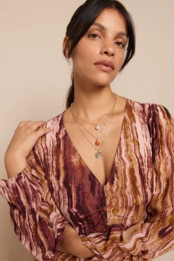 Slowlove Vestidos-Vestido estampado franzido Multicolorido