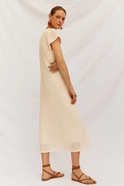 Cortefiel Vestidos-Vestido estruturado Ecru