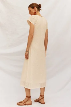 Cortefiel Vestidos-Vestido estruturado Ecru