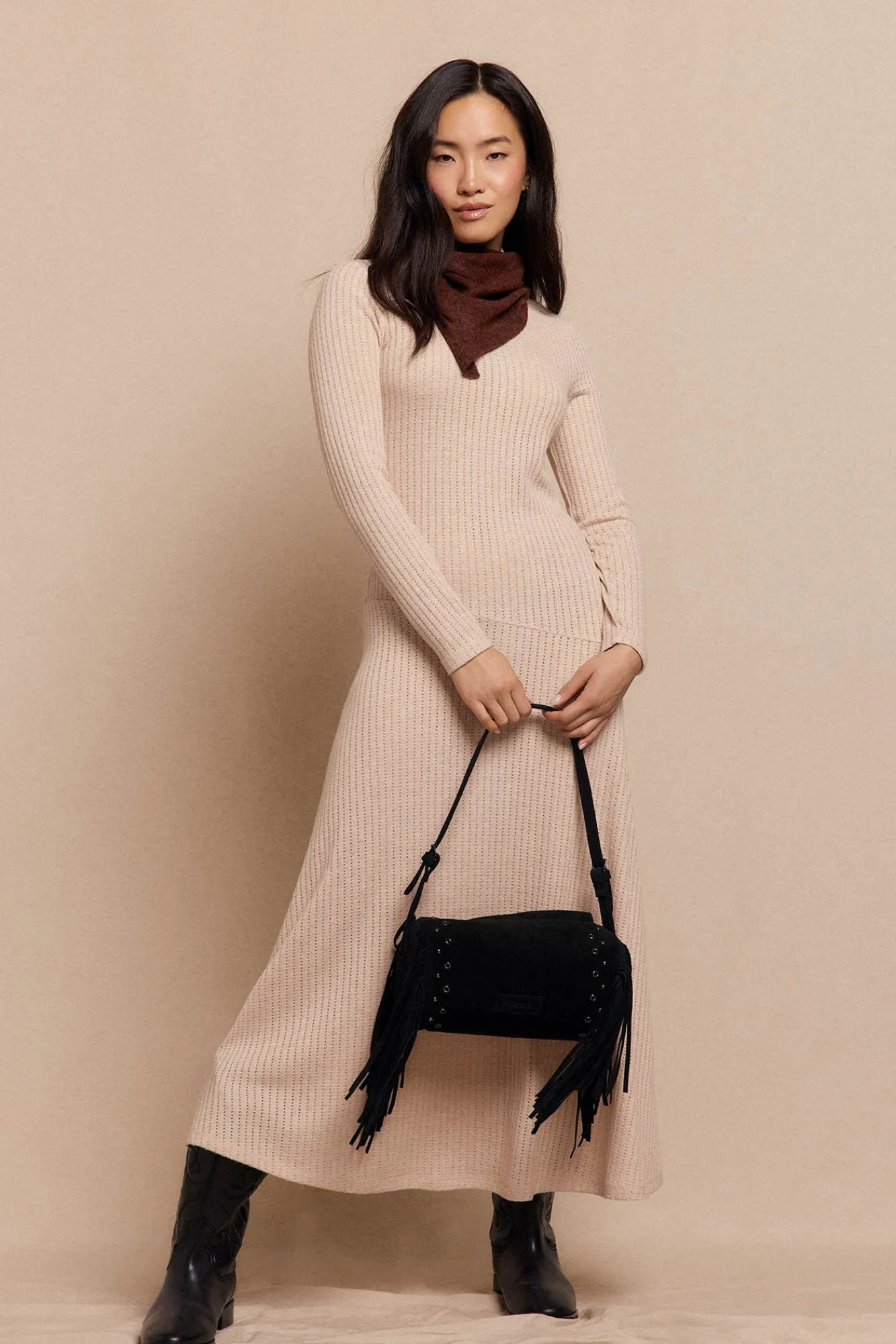 Slowlove Vestidos-Vestido estruturado evasê Castanho