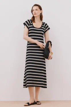 Cortefiel Vestidos-Vestido estruturado riscas Impress&atilde;o