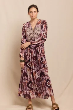 Slowlove Vestidos-Vestido fluído estampado e bordado Multicolorido