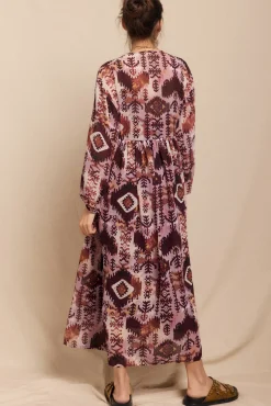 Slowlove Vestidos-Vestido fluído estampado e bordado Multicolorido