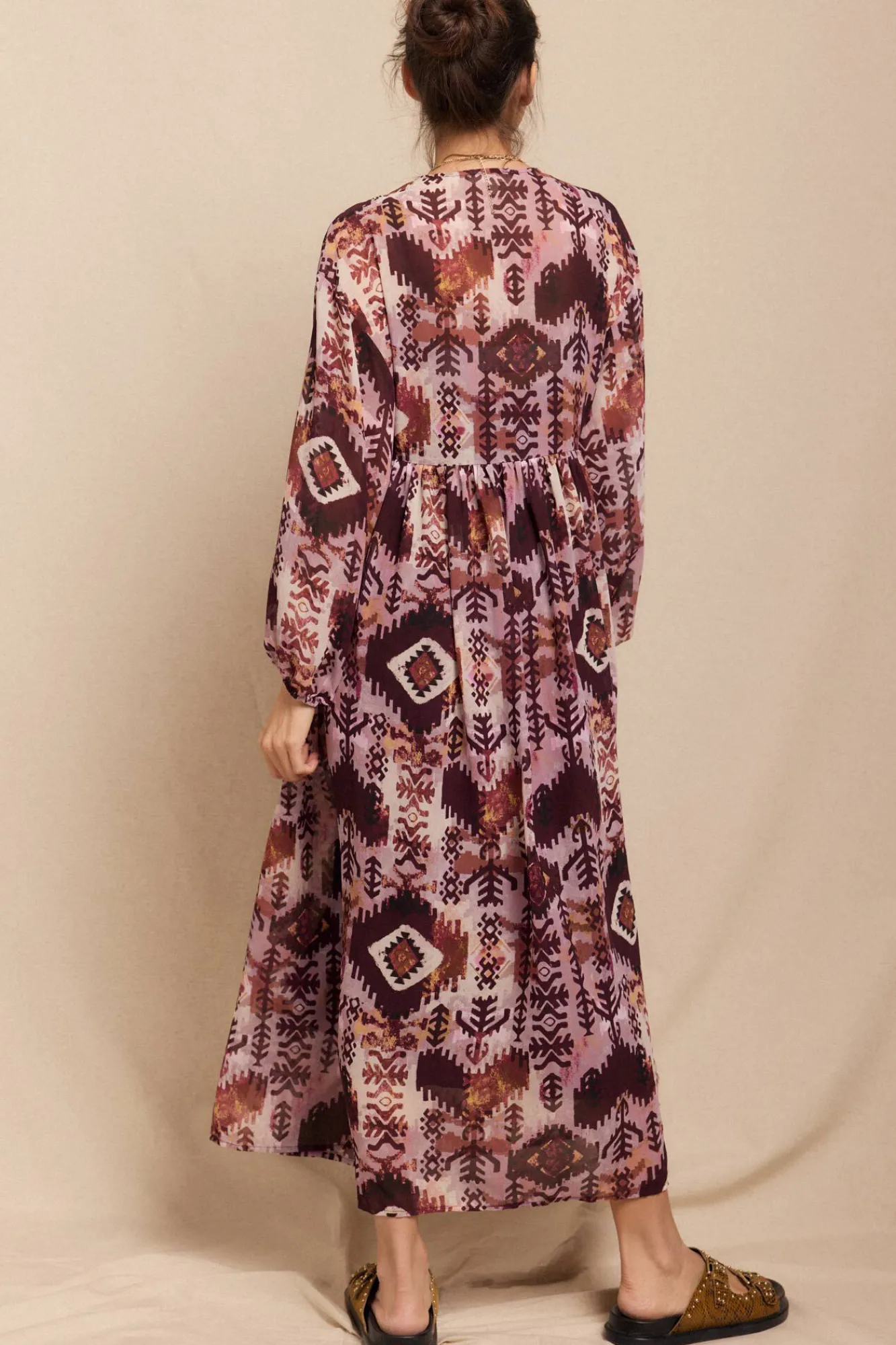 Slowlove Vestidos-Vestido fluído estampado e bordado Multicolorido