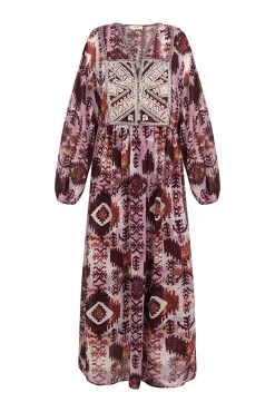 Slowlove Vestidos-Vestido fluído estampado e bordado Multicolorido