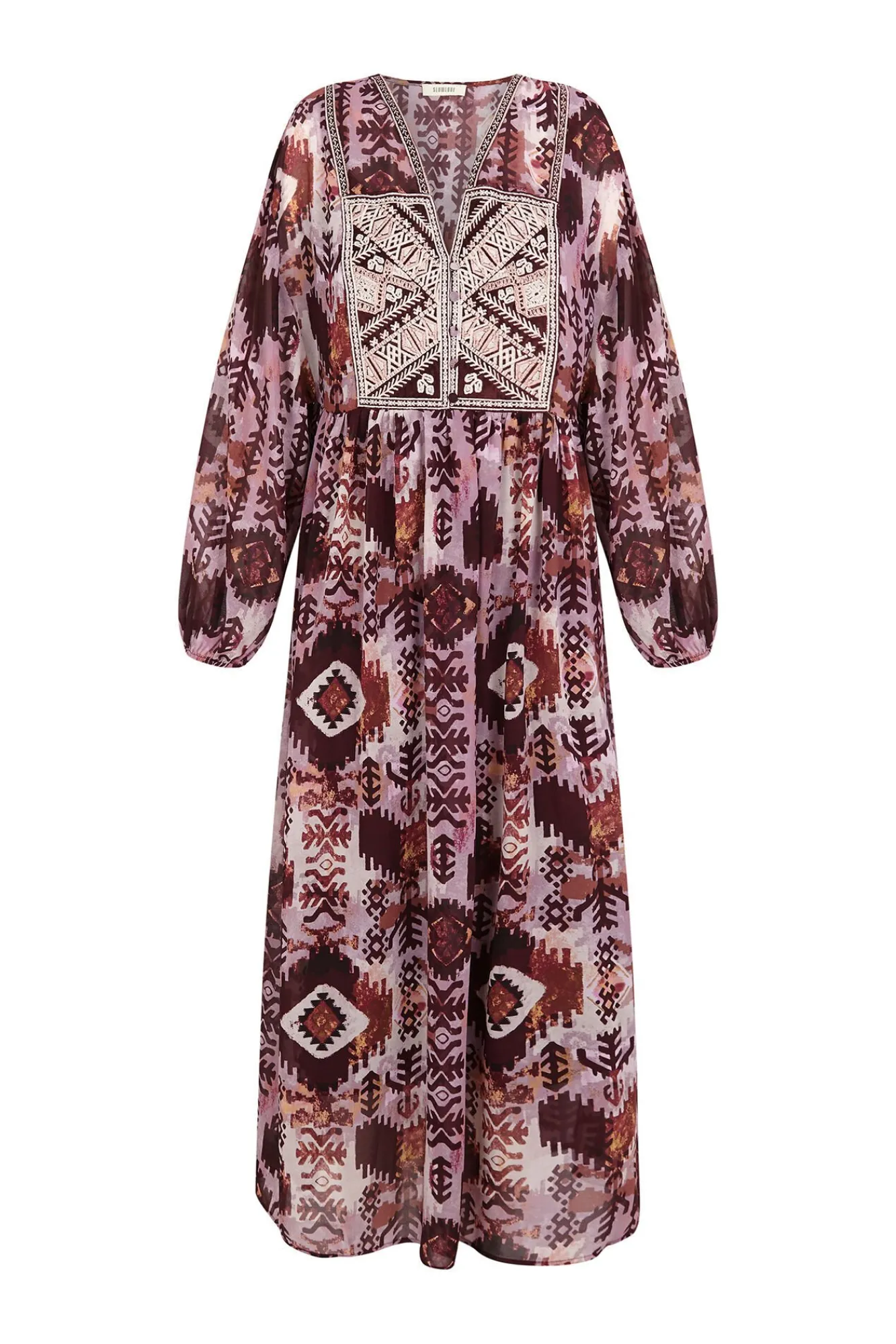 Slowlove Vestidos-Vestido fluído estampado e bordado Multicolorido