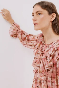 Cortefiel Vestidos-Vestido fluído folhos Multicolorido