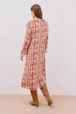 Cortefiel Vestidos-Vestido fluído folhos Multicolorido