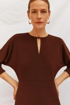 Cortefiel Vestidos-Vestido largo estampado Castanho