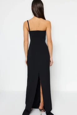 Trendyol Vestidos-Vestido longo assimétrico preto