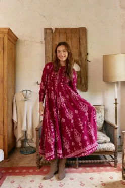 Jaase Vestidos-Vestido longo com estampado de ruibarbo Bella Granada