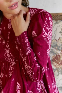 Jaase Vestidos-Vestido longo com estampado de ruibarbo Bella Granada