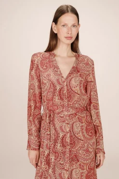 Grace & Mila Vestidos-Vestido longo com estampado de motivos boêmios Vermelho